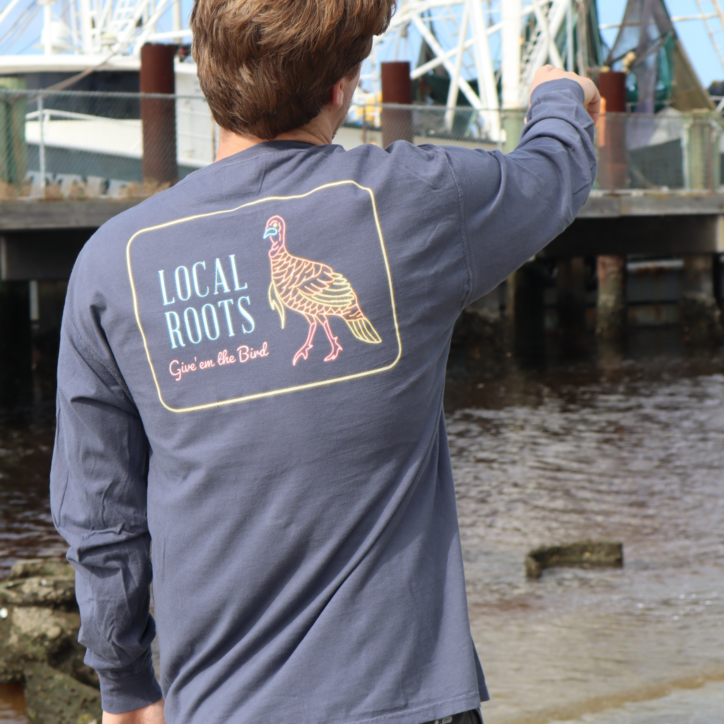 Give Em The Bird Long Sleeve Pocket Tee